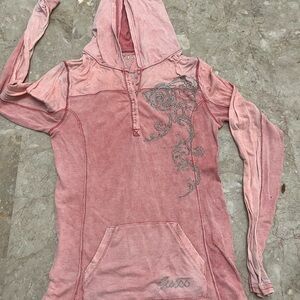 Guess Light Pink Embroidered Hoodie